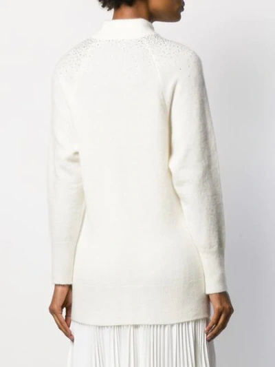 Shop Blumarine Crystal Embellished Jumper In White