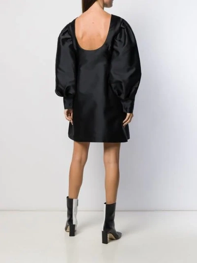 Shop L'autre Chose Balloon Sleeve Short Dress In Black