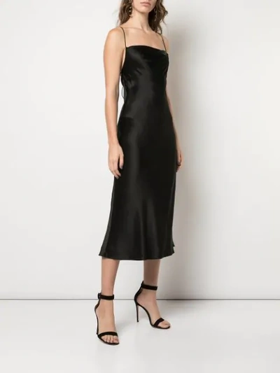 Shop Michelle Mason Cowl-neck Bias Midi Dress In Black
