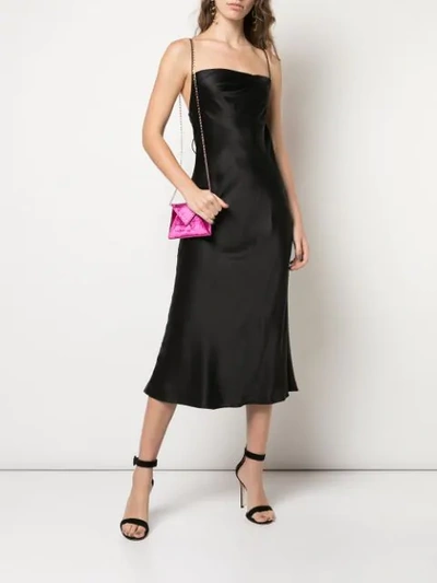 Shop Michelle Mason Cowl-neck Bias Midi Dress In Black