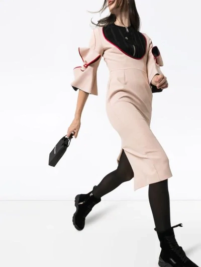 Shop Duran Lantink Zip Neck Midi Dress In Pink