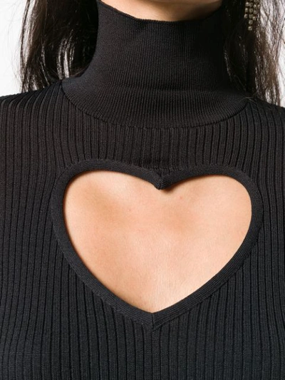 Shop Msgm Heart-shaped Cut Out Sweater In Black