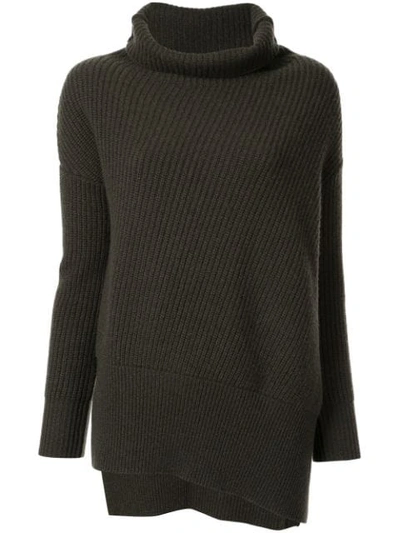 Shop Agnona Chunky-knit Turtleneck Jumper In Green