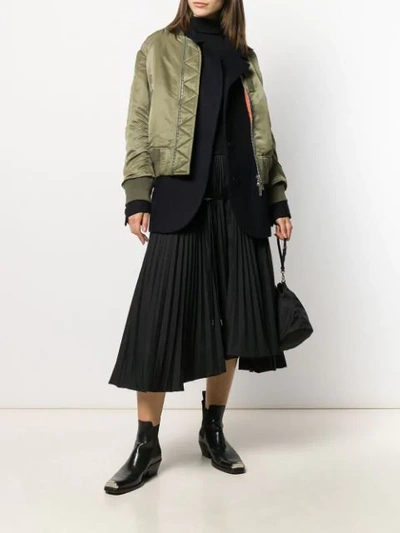 Shop Sacai Pleated Flared Skirt In Black