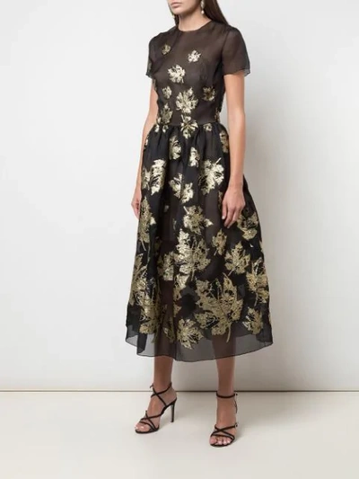 Shop Oscar De La Renta Metallic Fil Coupe Cocktail Dress In Black