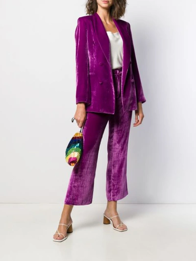 Shop Almaz Cropped Flared Trousers In Purple