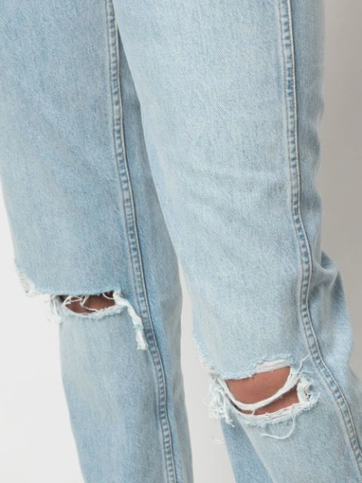 Shop Re/done High-rise Distressed Straight Leg Jeans In Blue
