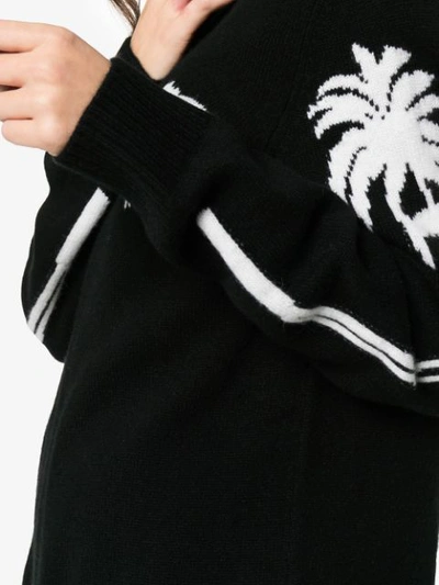 Shop Adaptation Palm Print Cashmere Cardigan In Black