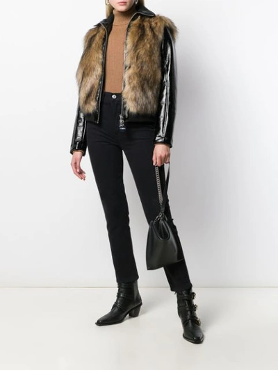 Shop Diesel Faux-fur Detail Jacket In 9xx Neutral/black