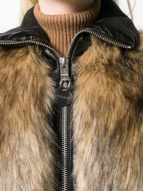 Diesel Faux-fur Detail Jacket In 9xx Neutral/black | ModeSens
