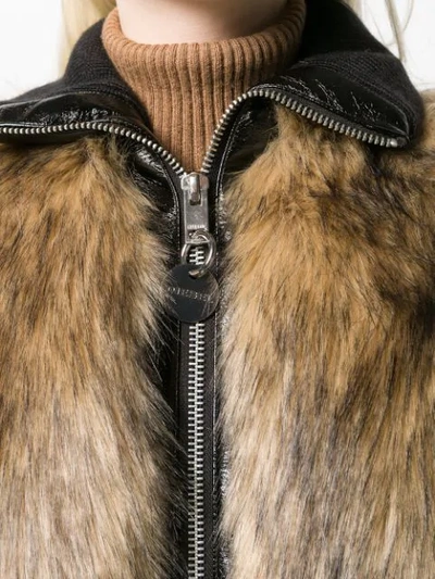 Shop Diesel Faux-fur Detail Jacket In 9xx Neutral/black