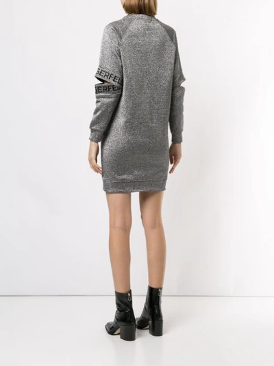 Shop Karl Lagerfeld Cut-out Sleeve Dress In Silver