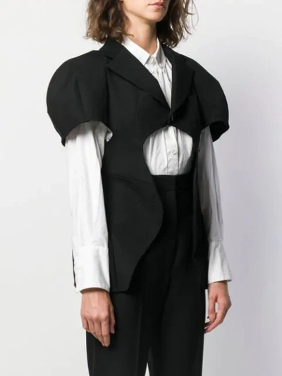 Shop Comme Des Garçons Deconstructed Cut-out Jacket In Black