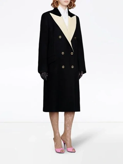 Shop Gucci Double-breasted Tuxedo Coat In Black