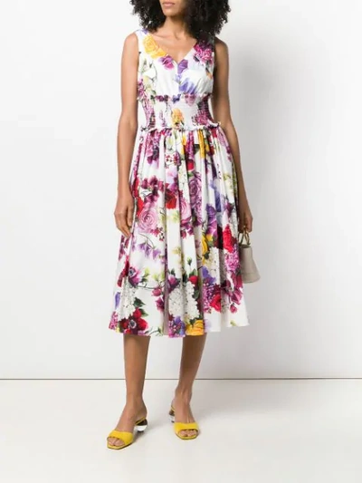 Shop Dolce & Gabbana Corset Detail Floral Print Dress - Haw86 Ortensie Fiori F Nat