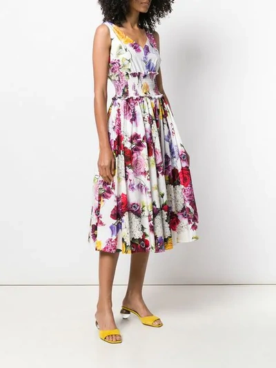 Shop Dolce & Gabbana Corset Detail Floral Print Dress - Haw86 Ortensie Fiori F Nat