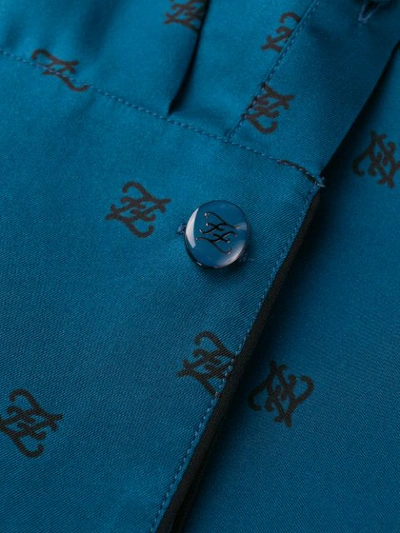 Shop Fendi Karligraphy Motif Printed Silk Shirt In Blue