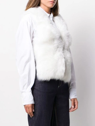 Shop Yves Salomon Sleeveless Fur Vest In White