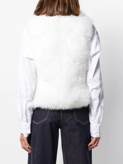 Shop Yves Salomon Sleeveless Fur Vest In White