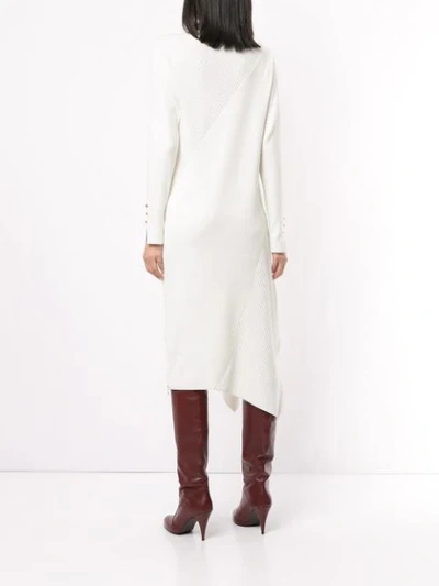 Shop Loveless Ribbed Detail Asymmetric Dress In White