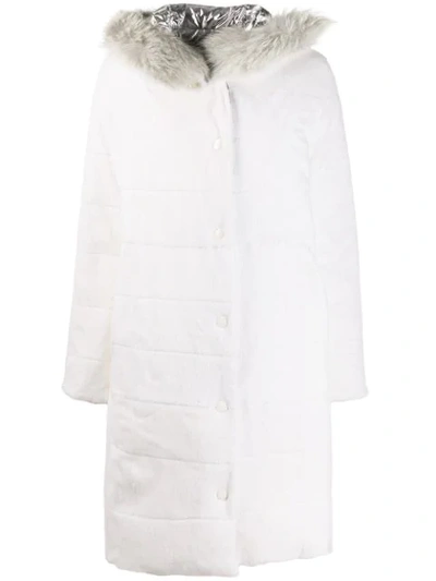 Shop Yves Salomon Reversible Oversized Coat In White