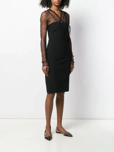 Shop Karl Lagerfeld Tulle Top Midi Dress In Black