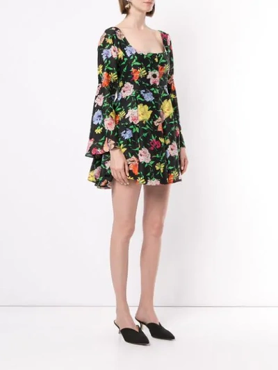 Shop Alice Mccall Floral Picasso Mini Dress In Black