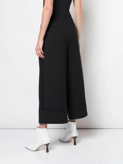 Shop Tibi Cropped Wide-leg Trousers In Black