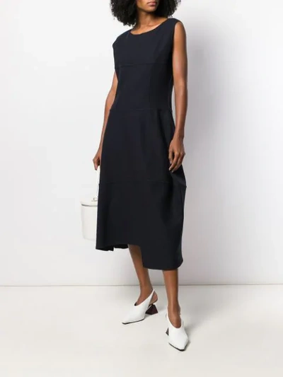 Shop Jil Sander Asymmetric Midi Dress In Blue