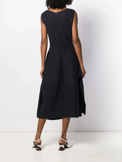 Shop Jil Sander Asymmetric Midi Dress In Blue