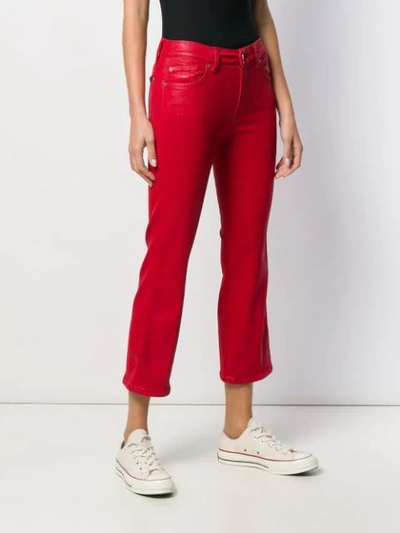 Shop 7 For All Mankind Cropped Denim Jeans In Red