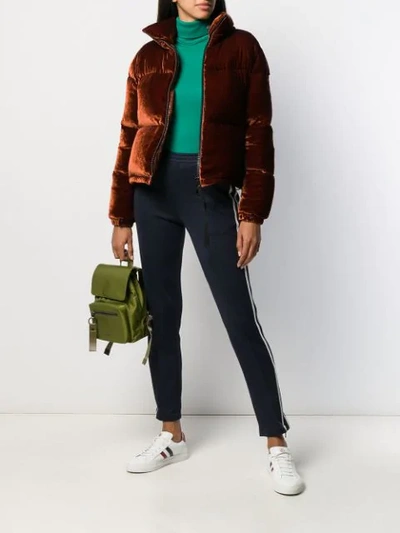 Shop Moncler High-neck Padded Jacket In Brown