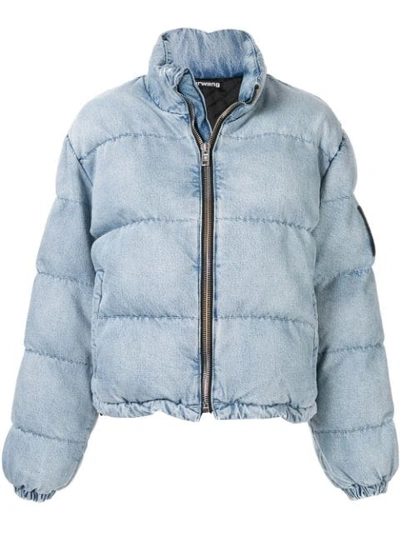 Shop Alexander Wang Denim Look Puffer Jacket In Bleach 108