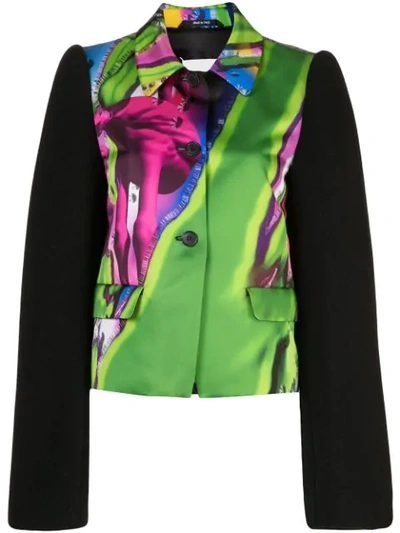 Shop Maison Margiela Printed Relaxed Fit Blazer In Green
