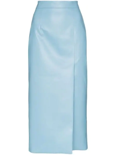 Shop Aleksandre Akhalkatsishvili High Rise Pencil Midi Skirt In Blue