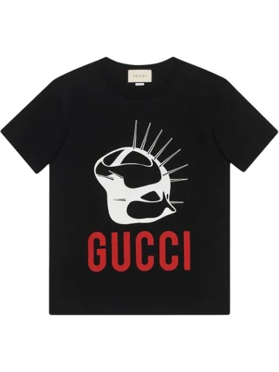 Shop Gucci Mask Print Logo T-shirt In Black