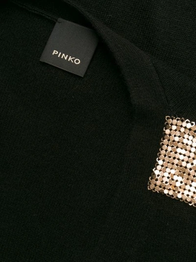 Shop Pinko Embellished Knit Cardigan In Black