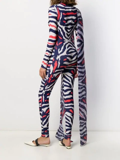 Shop Atu Body Couture Zebra Print Jumpsuit In Blue