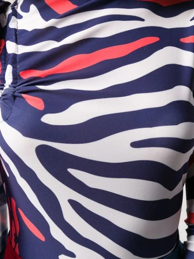 Shop Atu Body Couture Zebra Print Jumpsuit In Blue