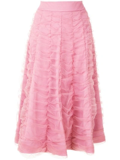 Shop Gloria Coelho Flared Drape Skirt In Pink