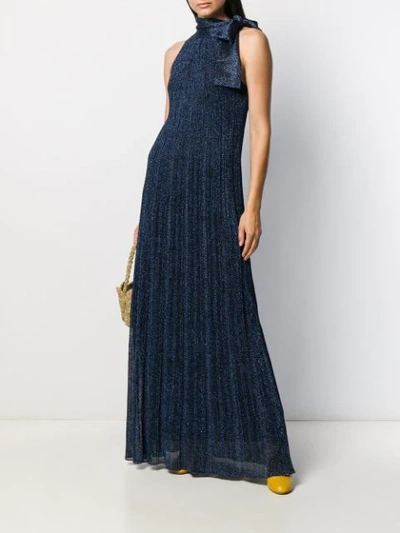 Shop M Missoni Halterneck Knit Maxi Dress In Blue