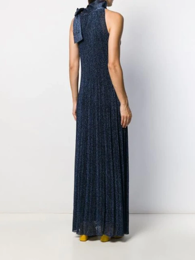 Shop M Missoni Halterneck Knit Maxi Dress In Blue