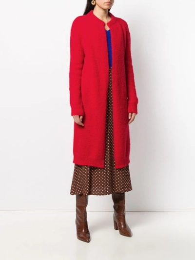 Shop Semicouture Open Front Long Cardi In G30 Rossa