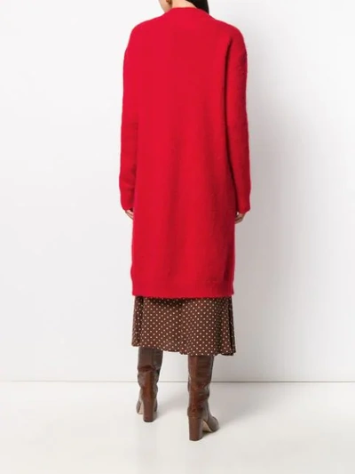 Shop Semicouture Open Front Long Cardi In G30 Rossa