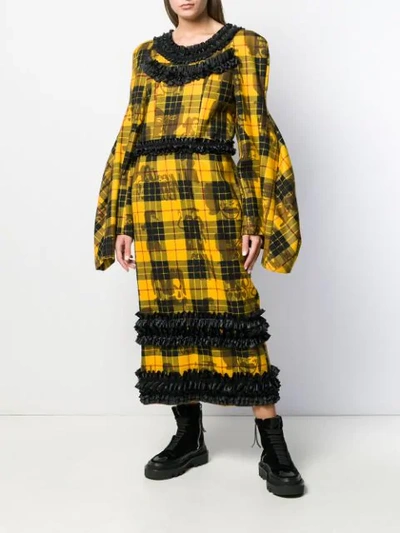 Shop Comme Des Garçons Check Print Dress In Yellow