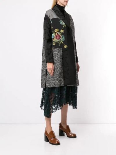 Shop Antonio Marras Patchwork Jacquard Coat In Black