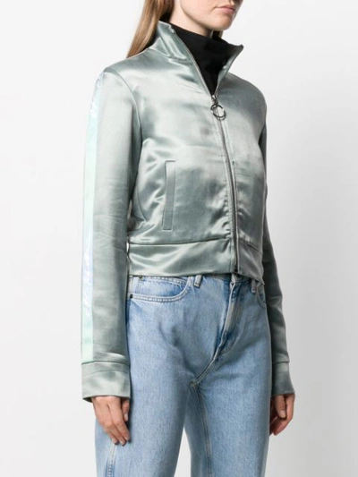 Shop Off-white Gradient Stripes Cropped Jacket In Green