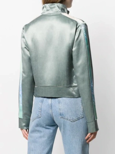 Shop Off-white Gradient Stripes Cropped Jacket In Green