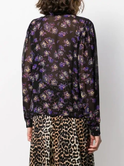 GANNI FLORAL PRINT PUSSYCAT BOW BLOUSE 