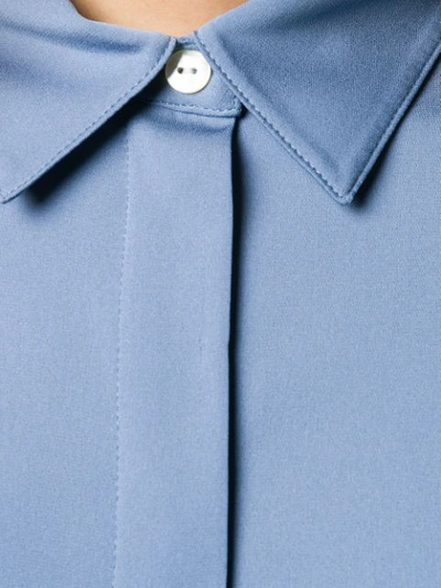 Shop Theory Slim-fit Silk Shirt In Blue